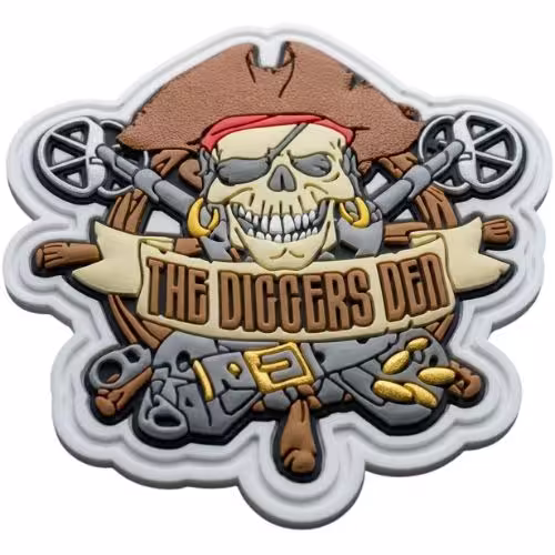 3D molded rubber patch with rounded deep detail and tactile texture.