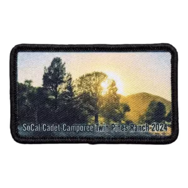 Sublimated custom printed patch showcasing full-color photographic detail and smooth color gradients.