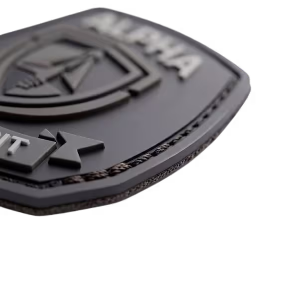 Recessed sewing channel on a custom molded pvc patch.